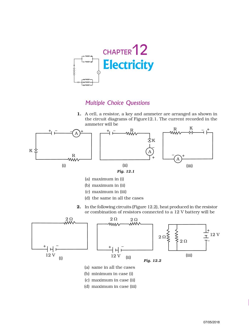 NCERT Exemplar Class 10 Science Unit 12 Electricity - Page 1