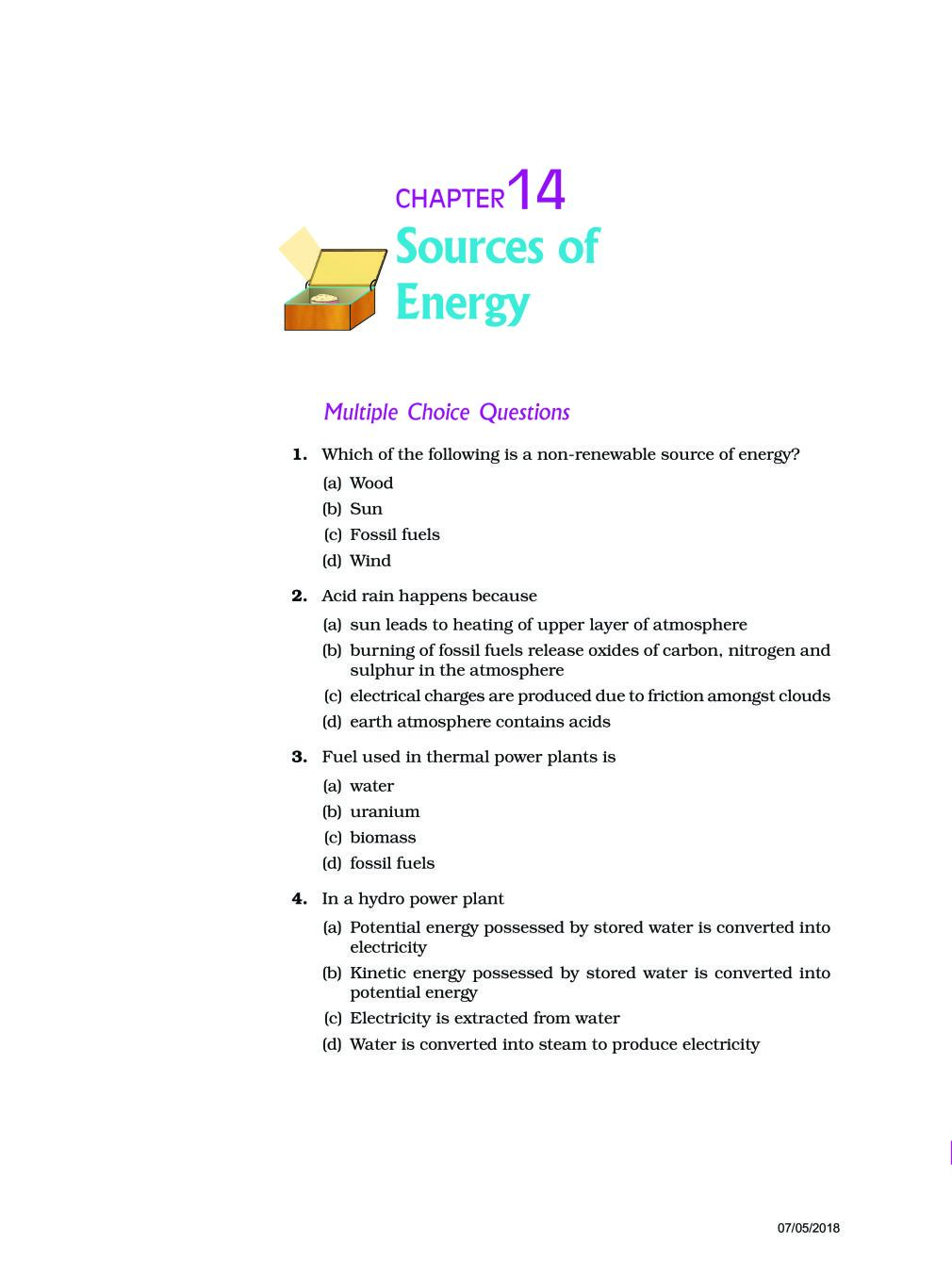 NCERT Exemplar Class 10 Science Unit 14 Sources of Energy - Page 1