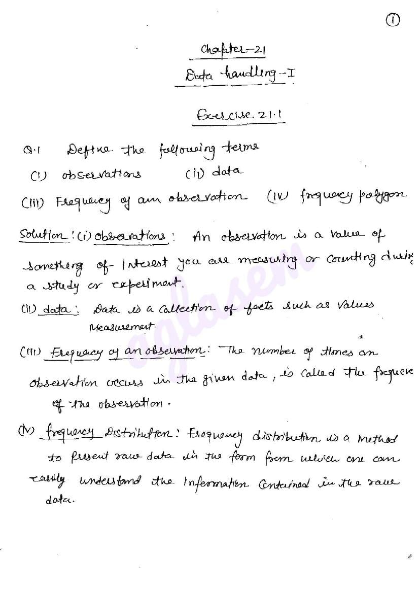 RD Sharma Solutions Class 6 Maths Chapter 21 Data Handling Exercise 21.1 - Page 1