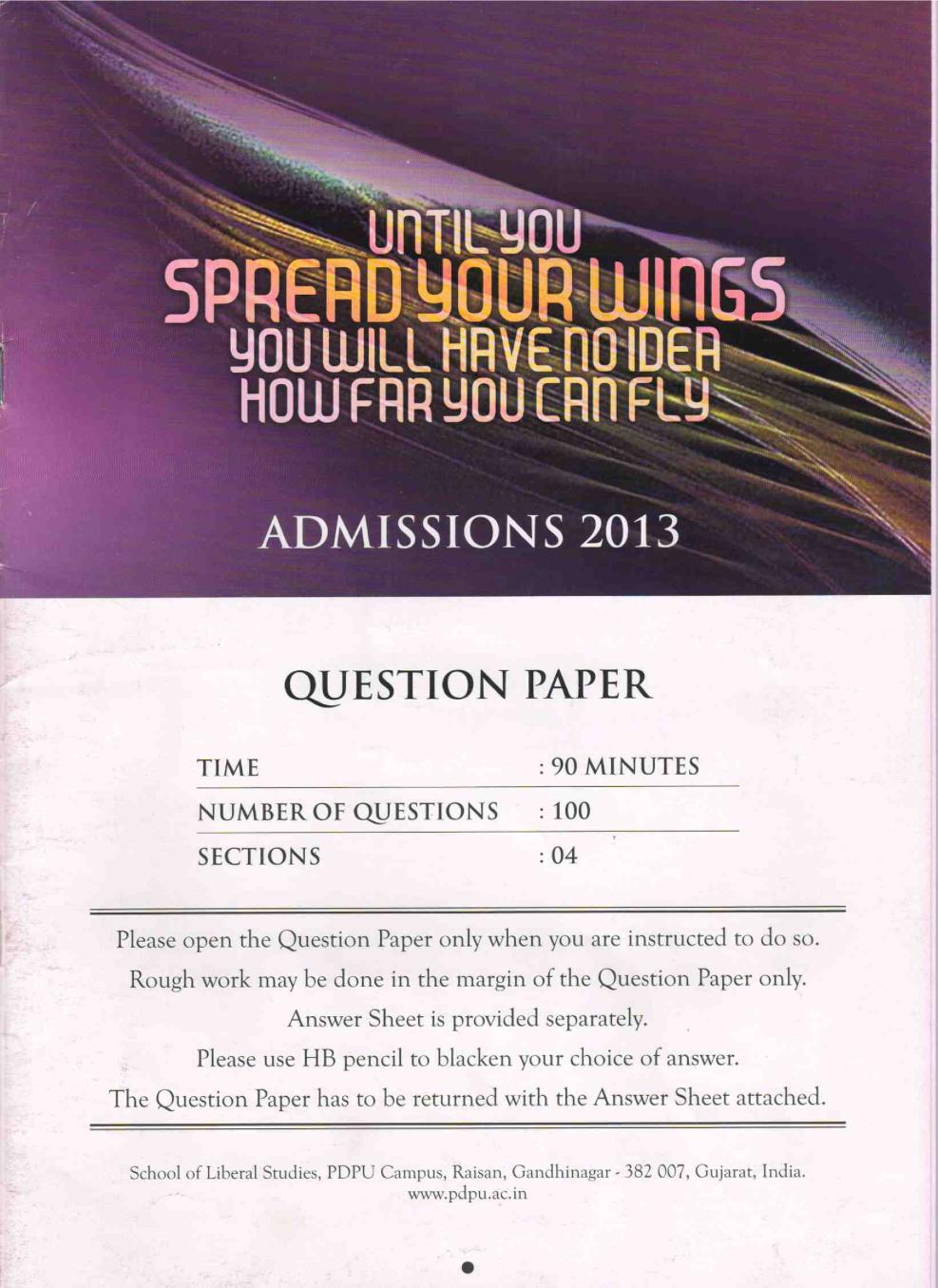 PDPU SLS Question Paper 2013 - Page 1
