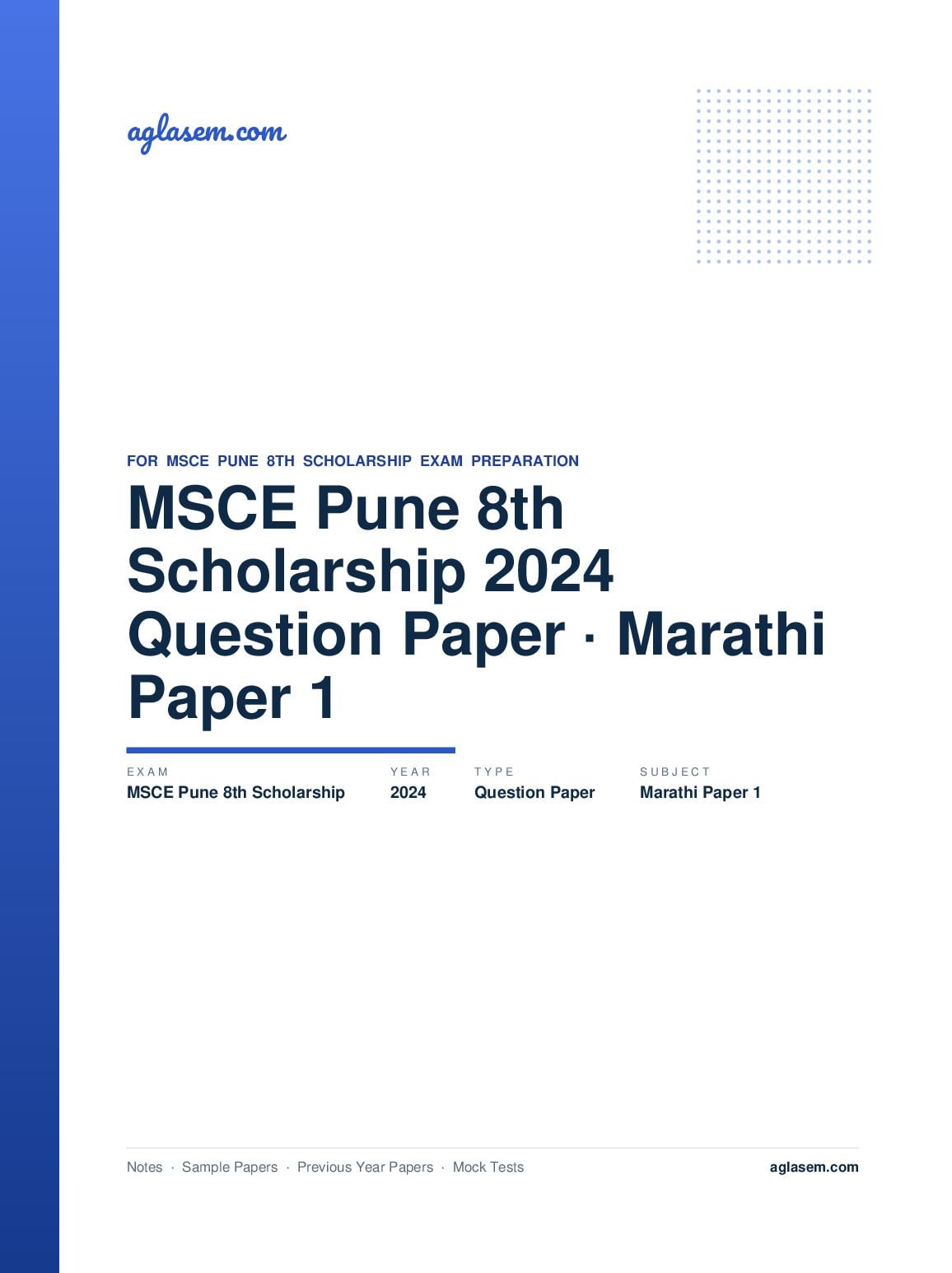 MSCE Pune 8th Scholarship 2024 Question Paper Marathi Paper 1 - Page 1 of 33
