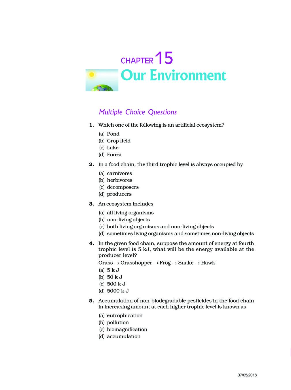 NCERT Exemplar Class 10 Science Unit 15 Our Environment - Page 1