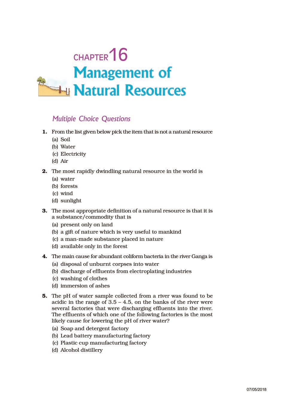 NCERT Exemplar Class 10 Science Unit 16 Management of Natural Resources - Page 1