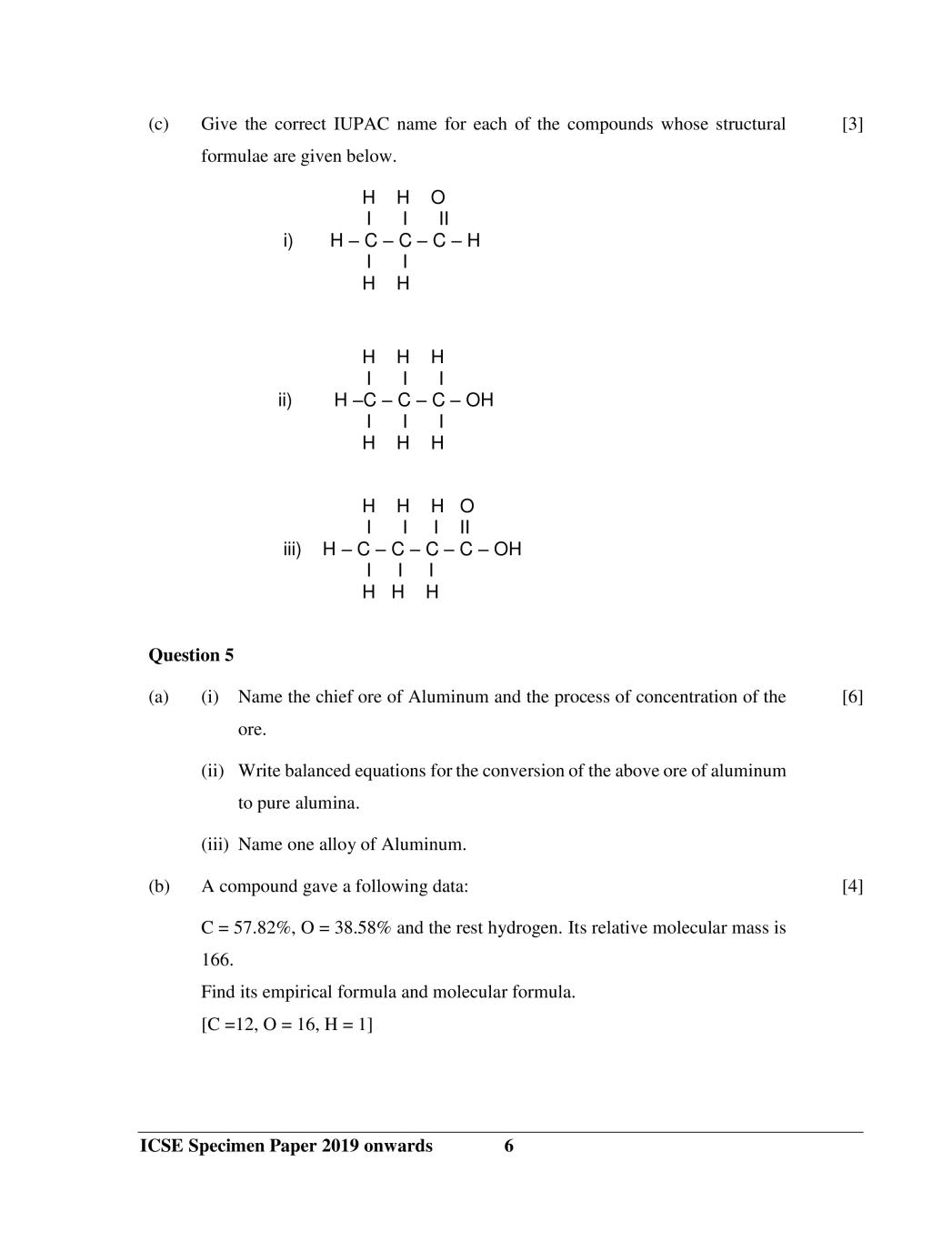 ICSE Class 10 Chemistry (Paper - 2) Sample Paper 2020 - 2021 | AglaSem ...