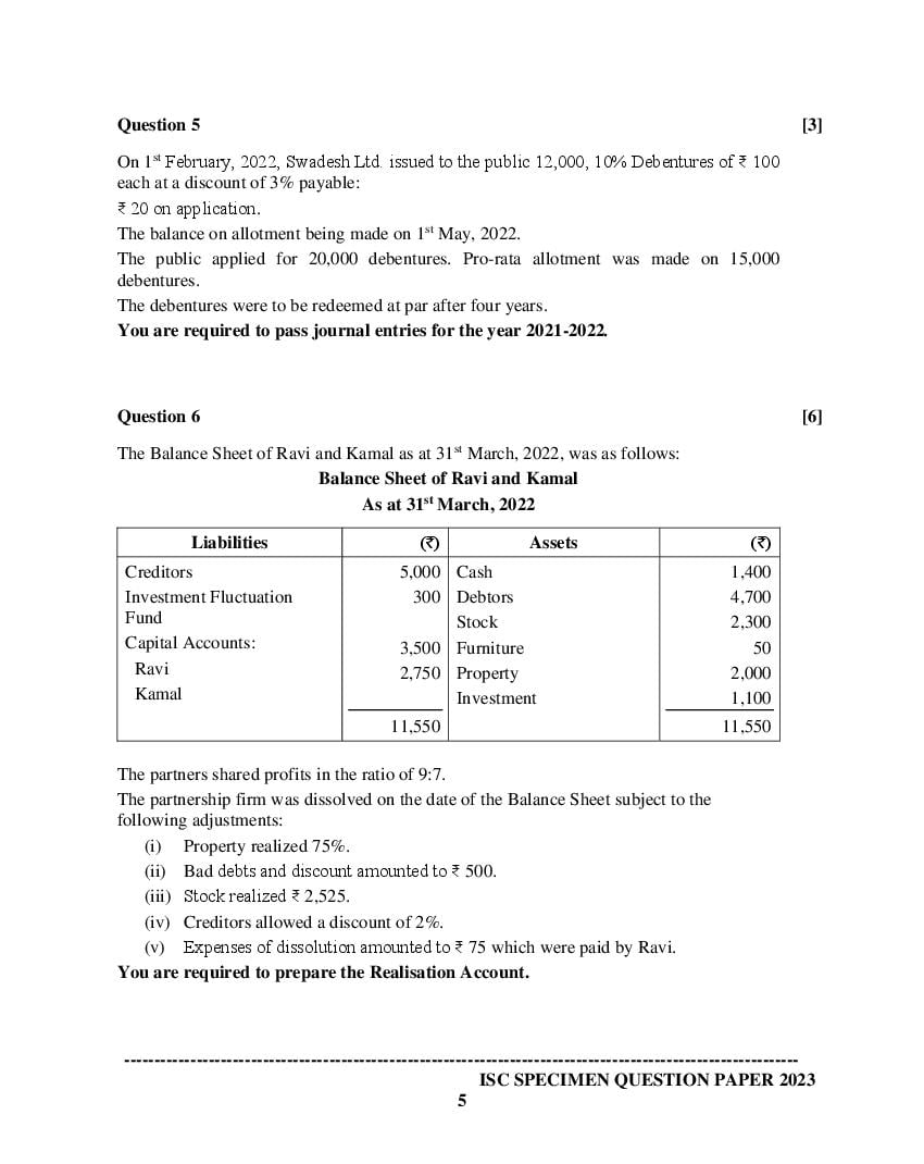 Isc Accounts Sample Paper 2024 Image to u