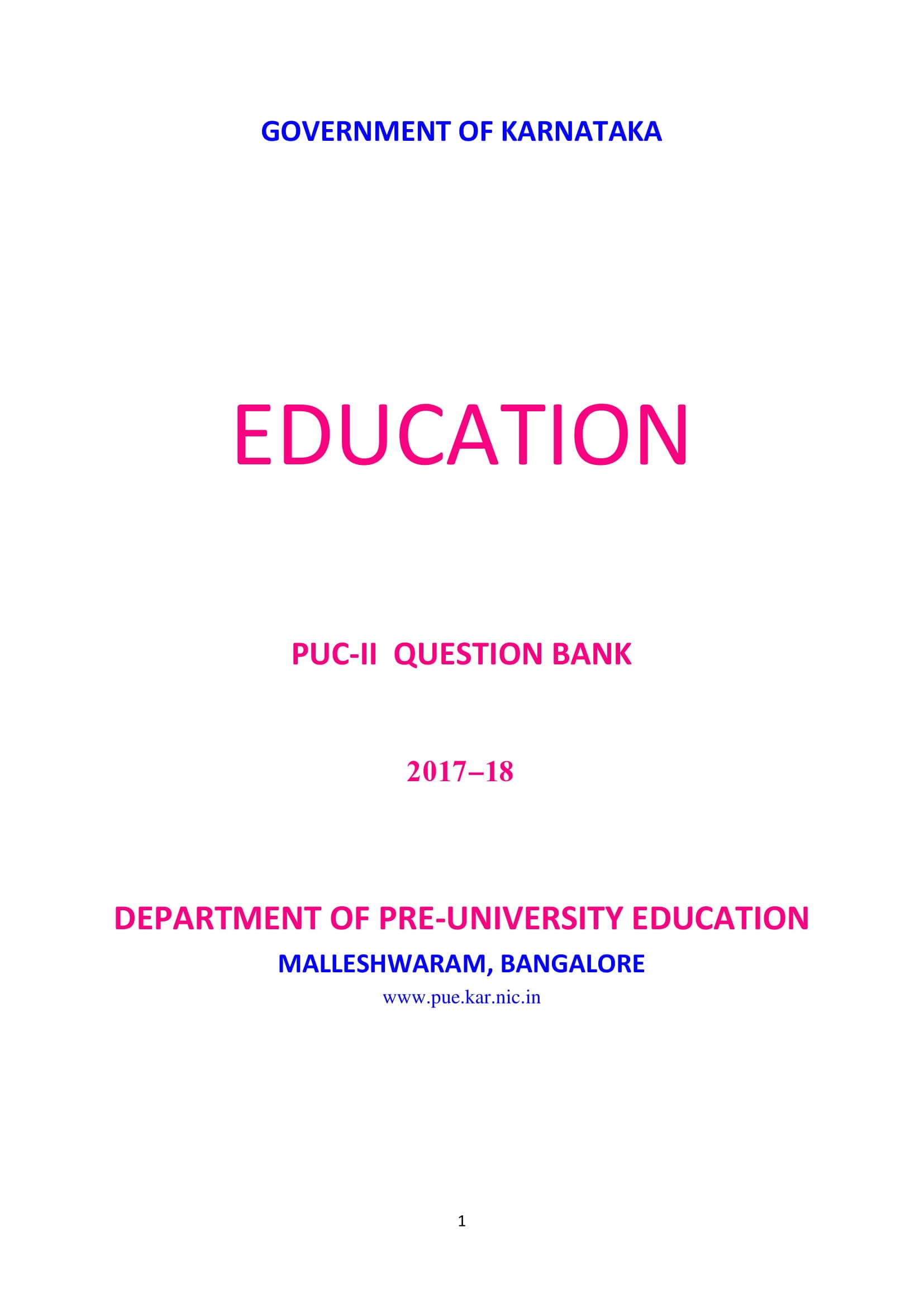 Karnataka 2nd PUC Question Bank for Education 2017-18 - Page 1