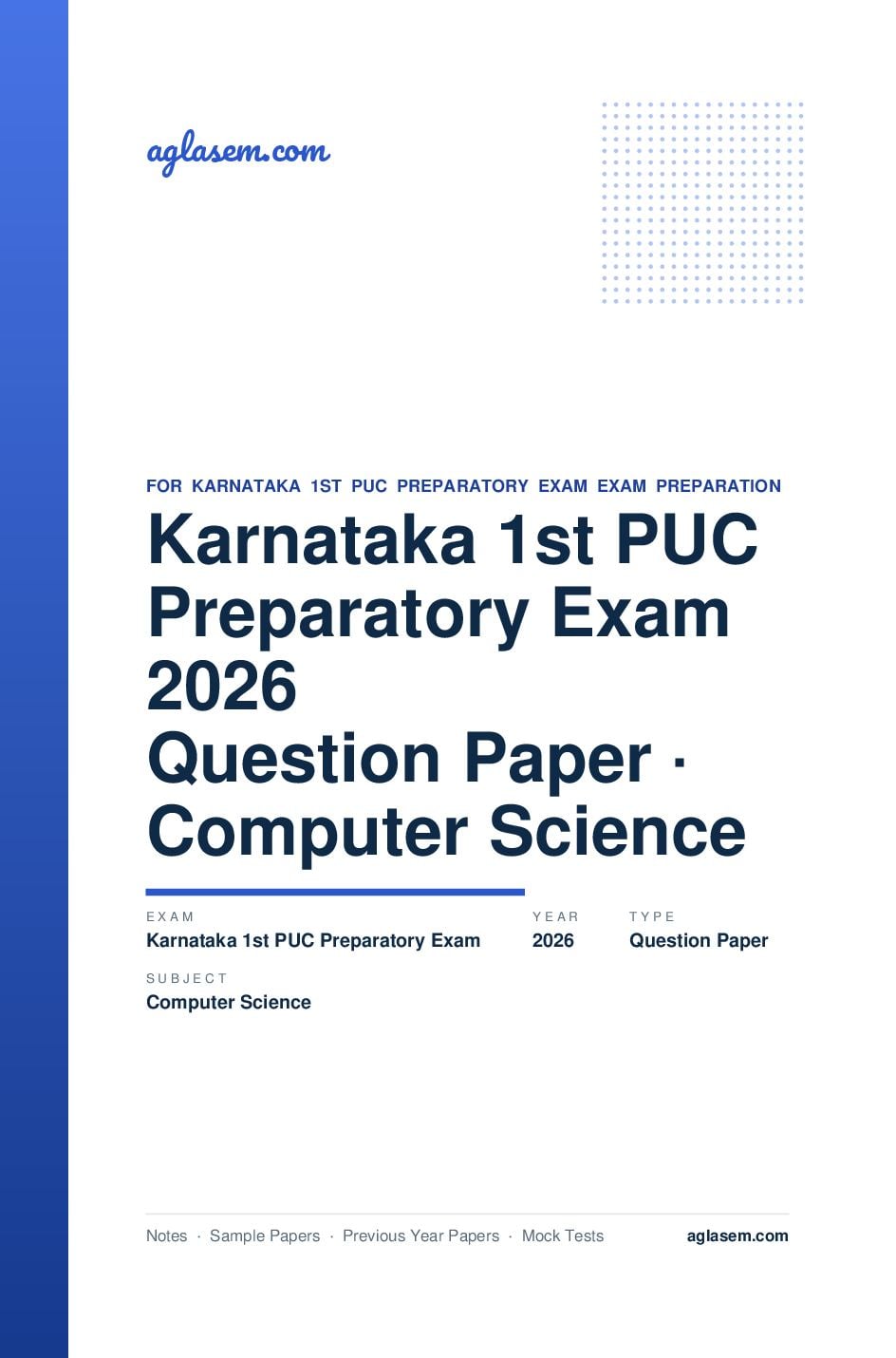 Karnataka 1st PUC Preparatory Exam Question Paper 2026 Computer Science - Page 1 of 5