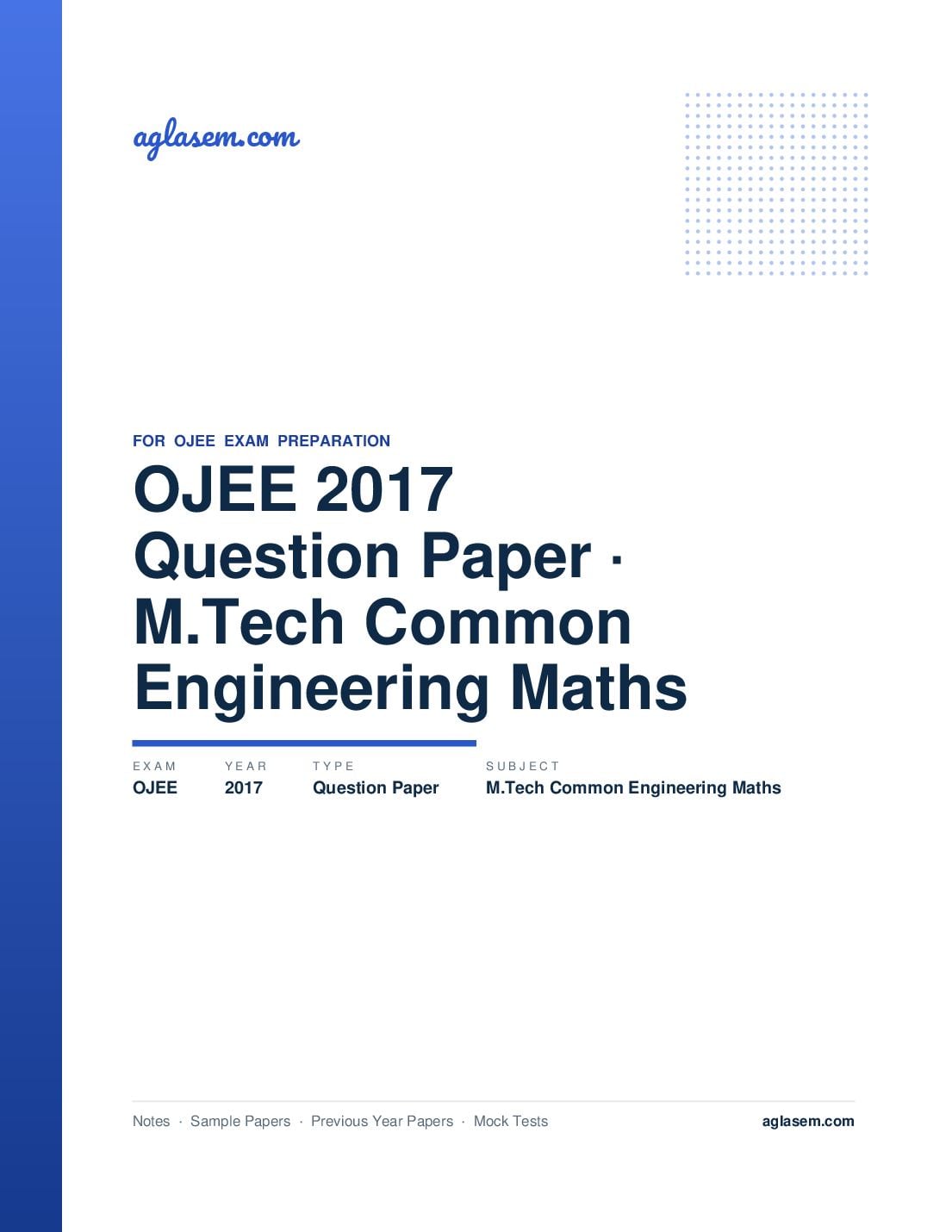 OJEE 2017 Question Paper M.Tech Common Engineering Maths - Page 1 of 7