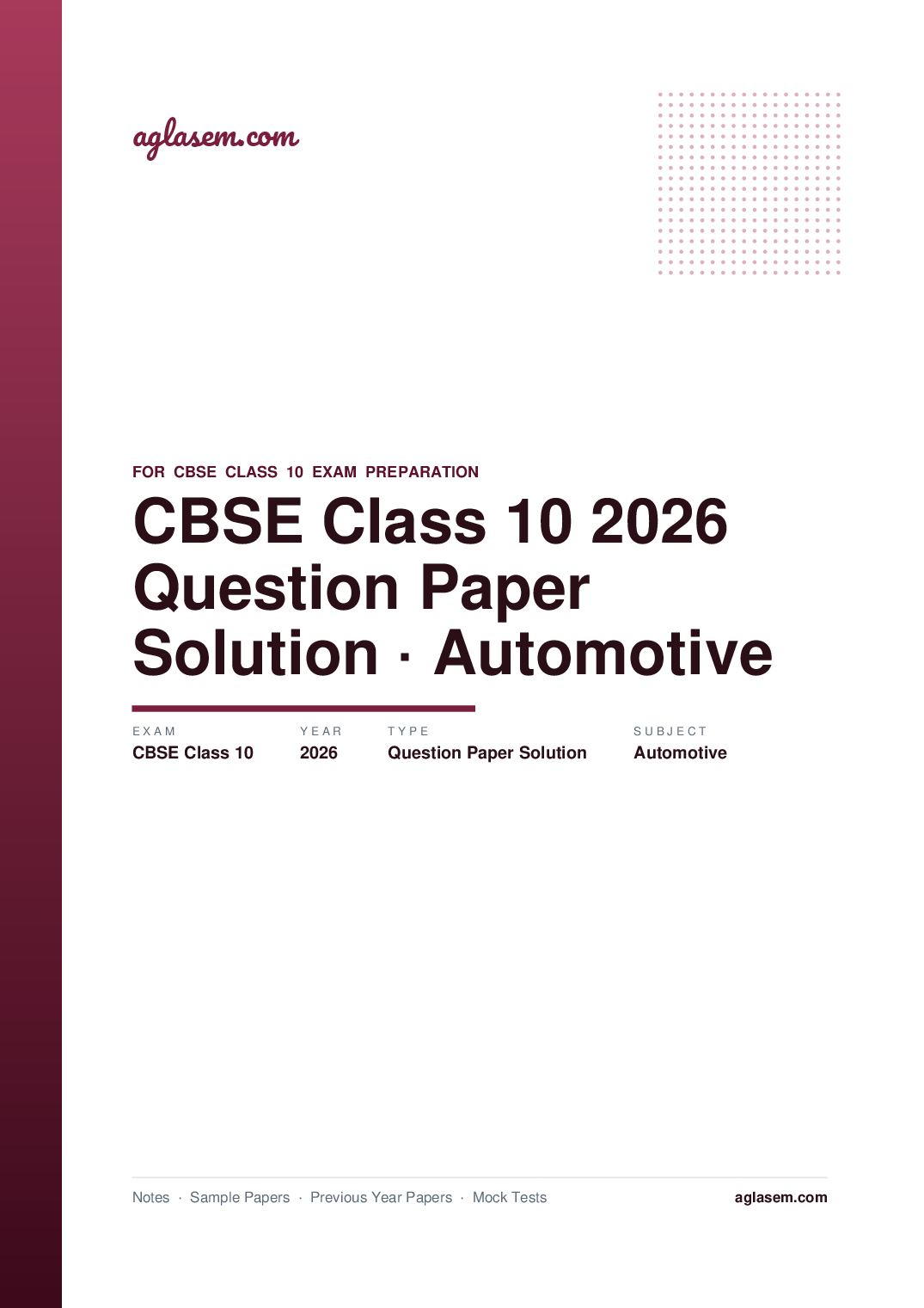 CBSE Class 10 Question Paper 2026 Solution Automotive - Page 1 of 11