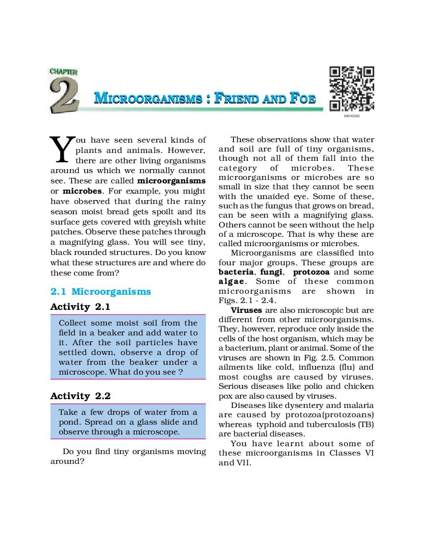 NCERT Book Class 8 Science Chapter 2 Microorganisms : Friend and Foe - Page 1