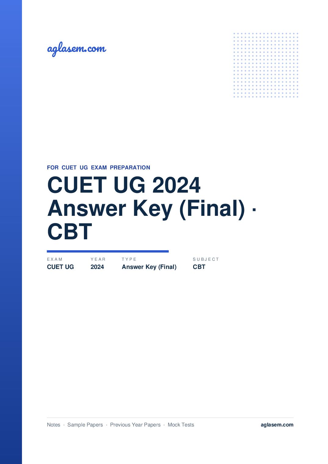 CUET UG 2024 Answer Key (Final) CBT - Page 1 of 152