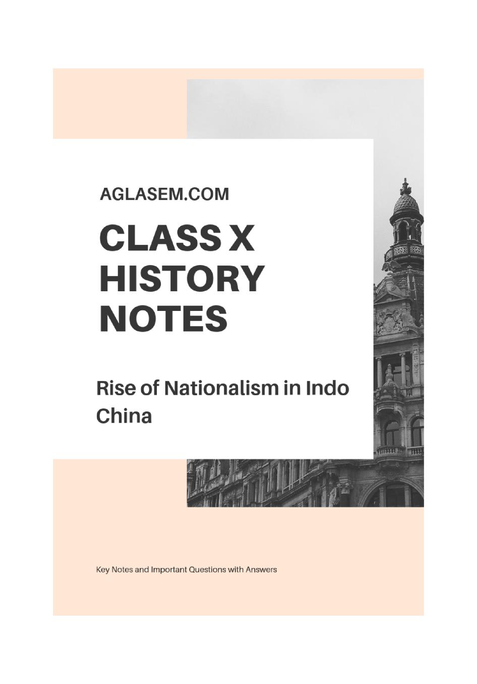 Class 10 Social Science History for Notes Rise of Nationalism in Indo China - Page 1