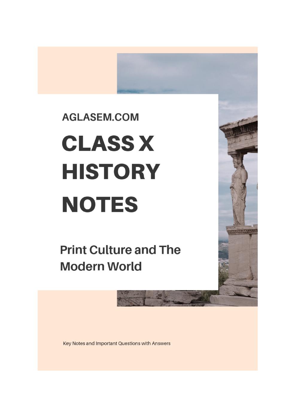 Class 10 Social Science History for Notes Print Culture and the Mordern World - Page 1