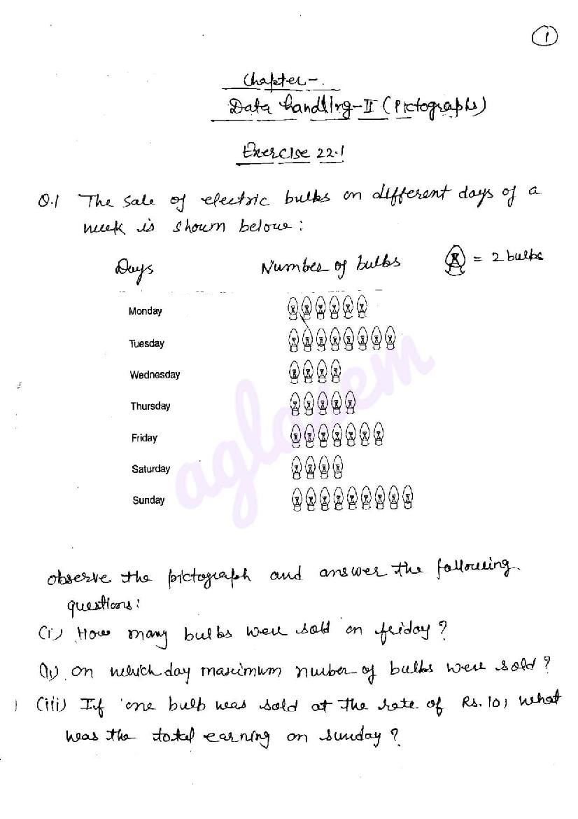 RD Sharma Solutions Class 6 Maths Chapter 22 Data Handling Exercise 22.1 - Page 1
