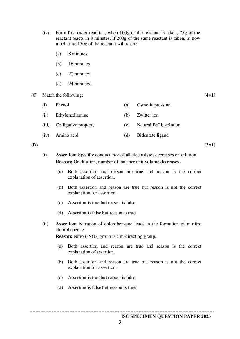 ISC Class 12 Chemistry Specimen Paper 2024 (PDF) OneEdu24