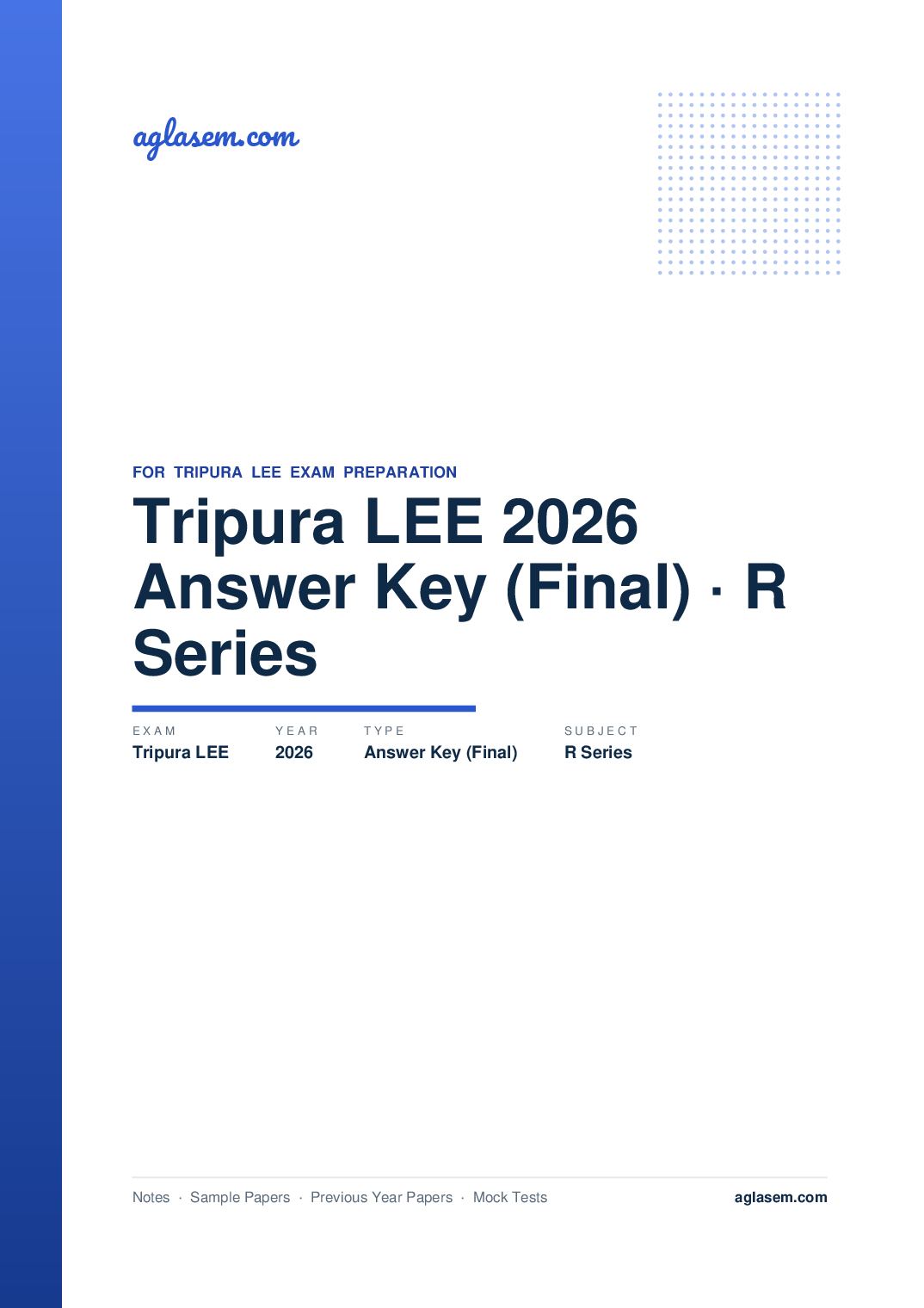Tripura LEE 2026 Answer Key (Final) R Series - Page 1 of 2