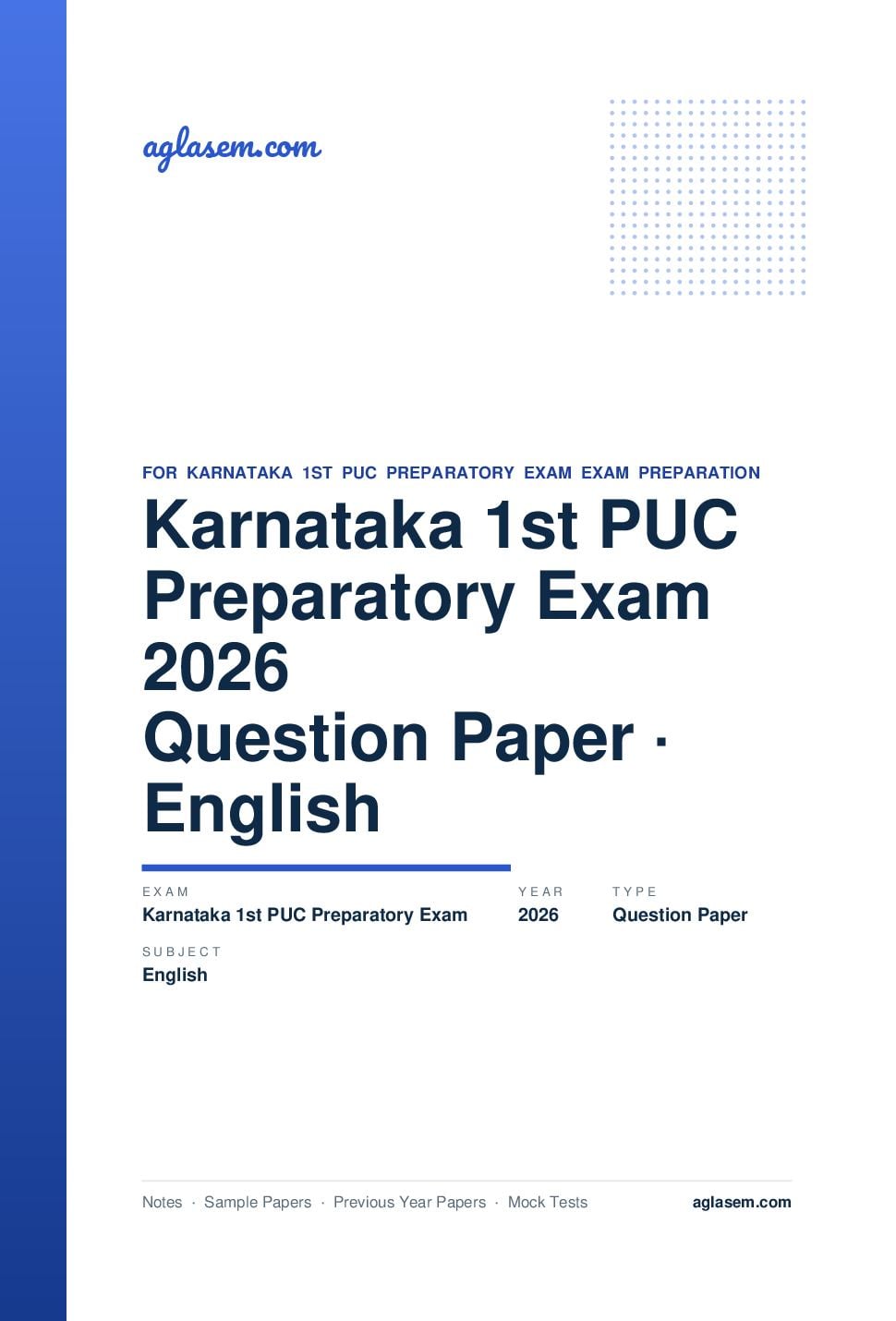 Karnataka 1st PUC Preparatory Exam Question Paper 2026 English - Page 1 of 7