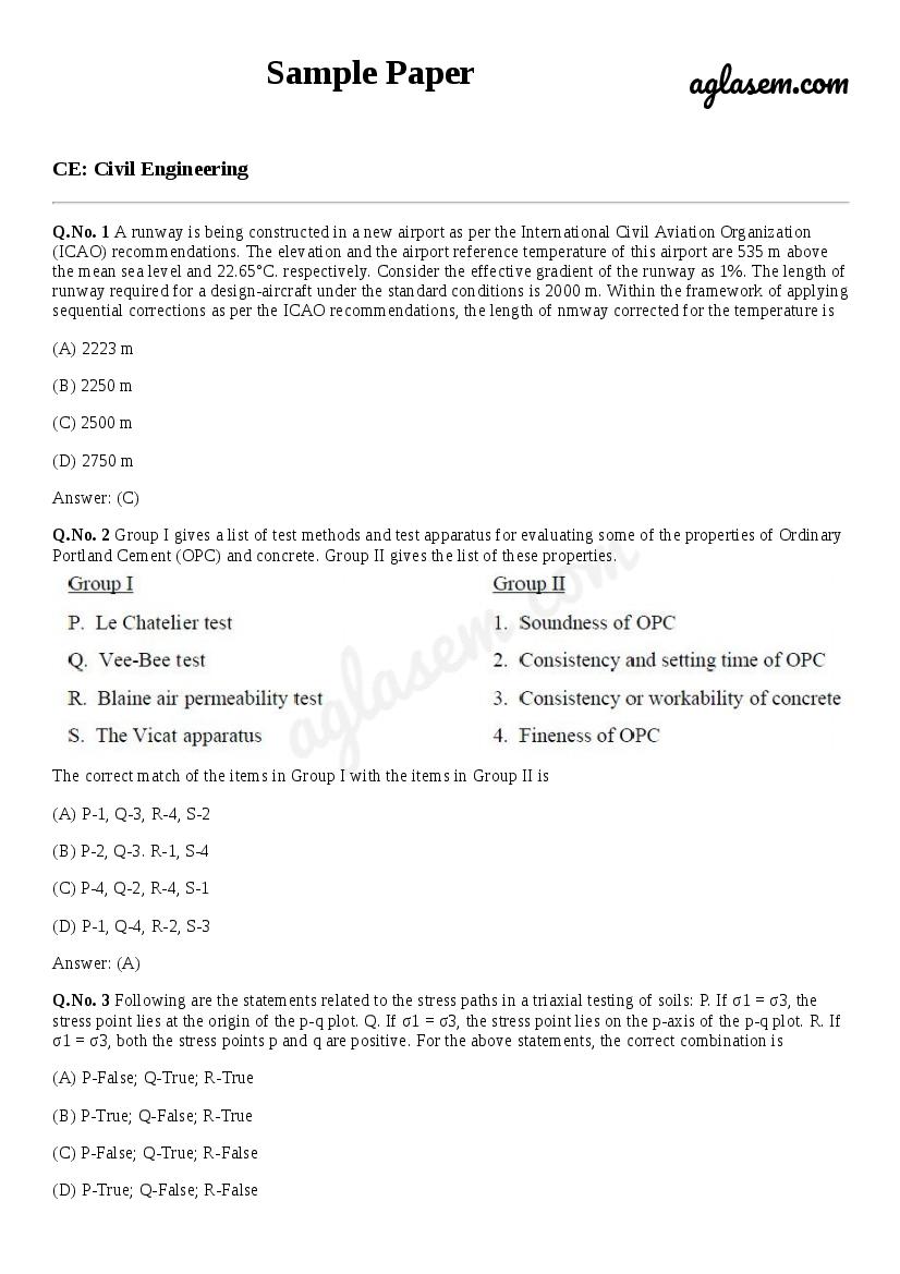 GATE Sample Paper for Civil Engineering - Page 1
