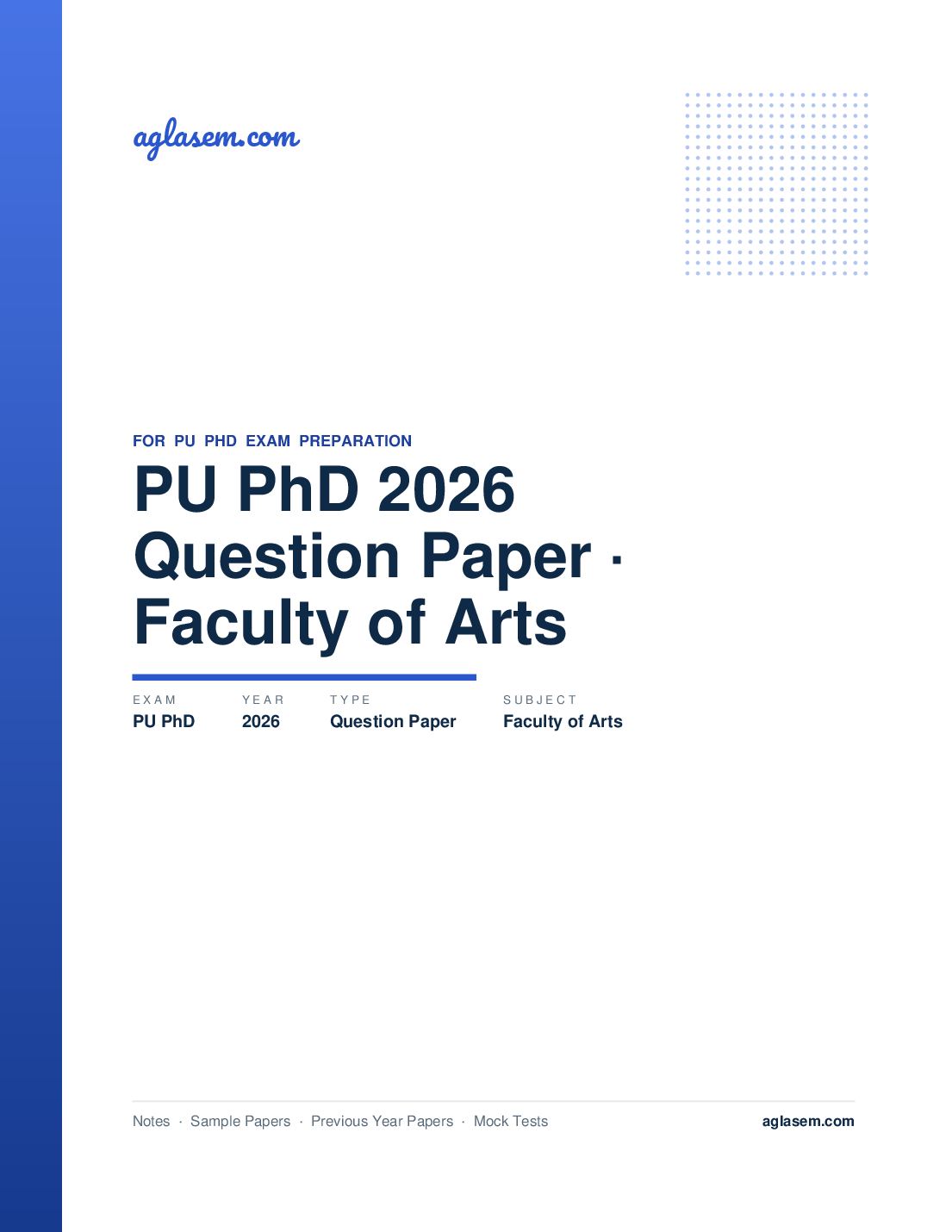 PU PhD 2026 Question Paper Faculty of Arts - Page 1 of 71