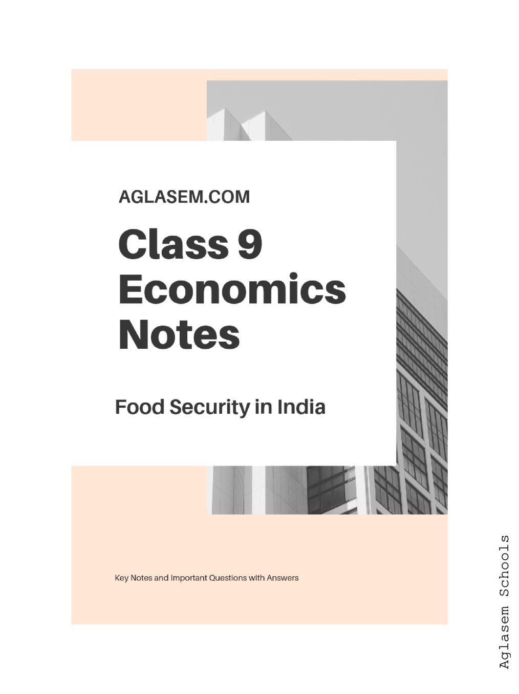 Class 9 Social Science Economics Notes for Food Security in India - Page 1