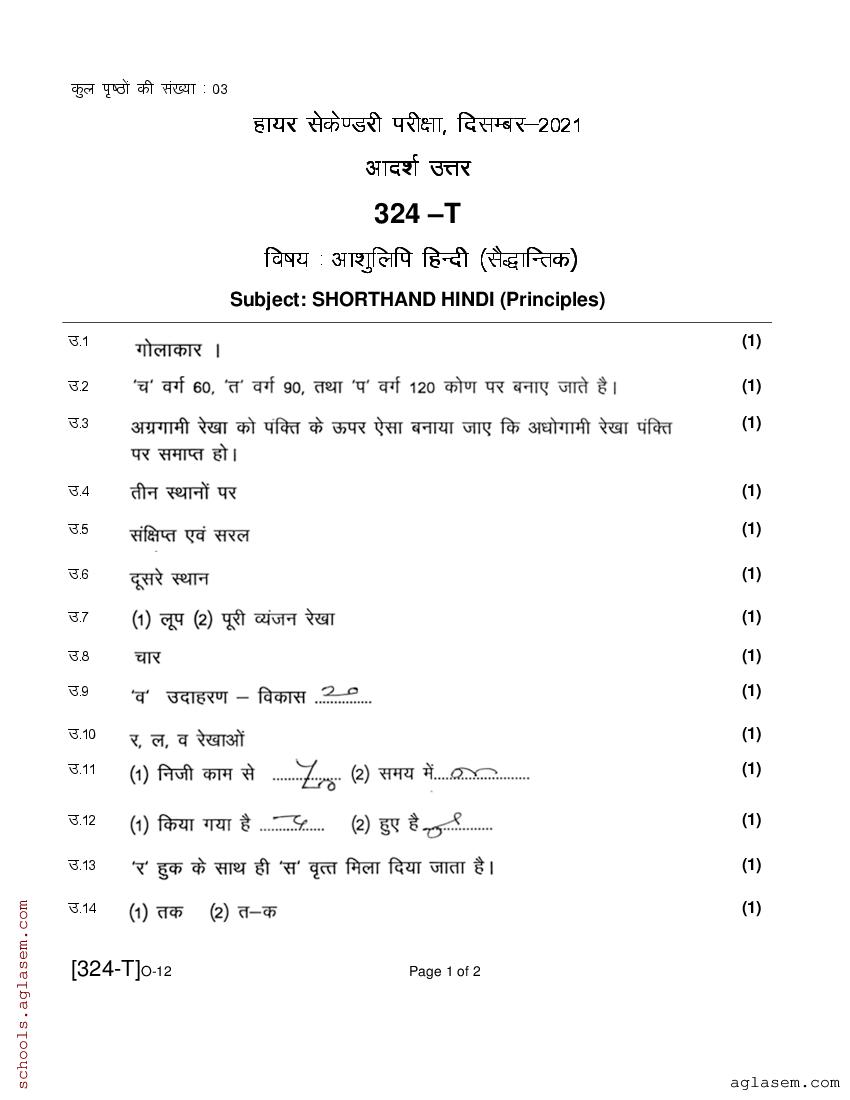 MPSOS Class 12 Question Paper 2021 Shorthand