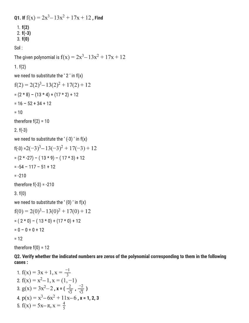 RD Sharma Solutions Class 9 Chapter 6 Factorisation of Polynomials Excercise 6.2 - Page 1