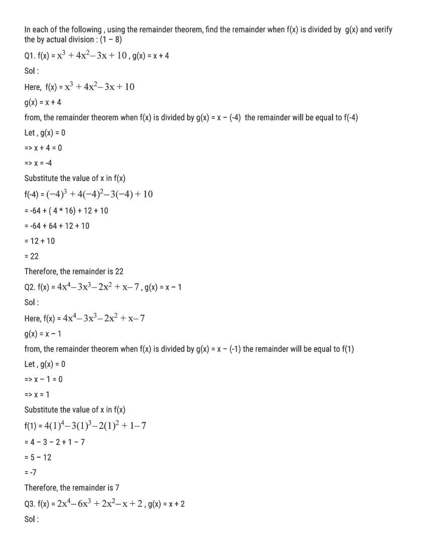 RD Sharma Solutions Class 9 Chapter 6 Factorisation of Polynomials Excercise 6.3 - Page 1