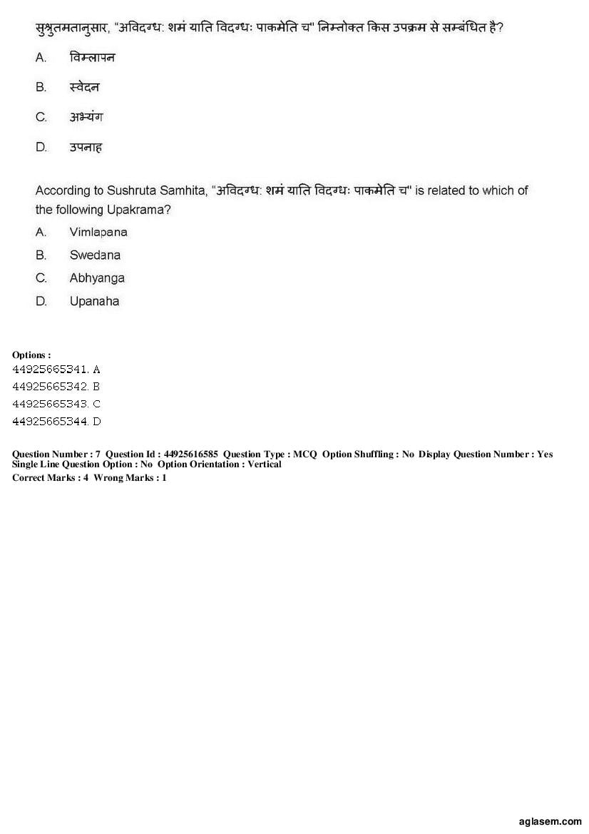AIAPGET 2019 Question Paper PDF (Ayurveda, Homoeopathy, Siddha, Unani)