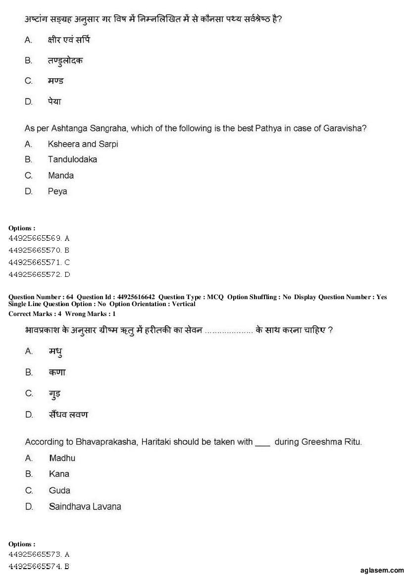 AIAPGET 2019 Question Paper PDF (Ayurveda, Homoeopathy, Siddha, Unani)