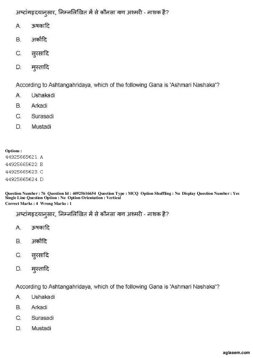 AIAPGET 2019 Question Paper PDF (Ayurveda, Homoeopathy, Siddha, Unani)