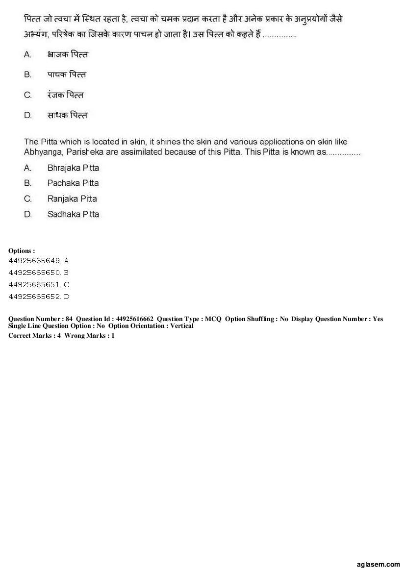 AIAPGET 2019 Question Paper PDF (Ayurveda, Homoeopathy, Siddha, Unani)