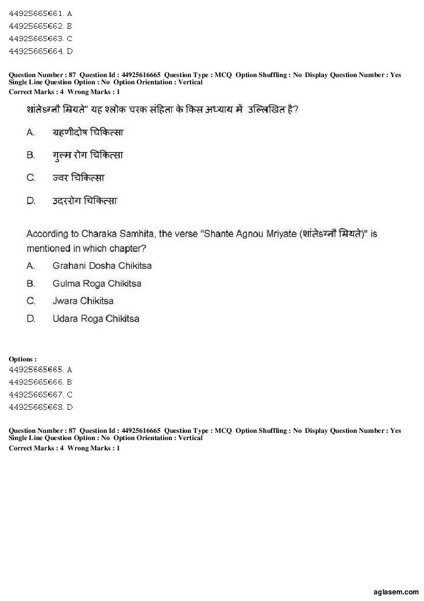 AIAPGET 2019 Question Paper PDF (Ayurveda, Homoeopathy, Siddha, Unani)