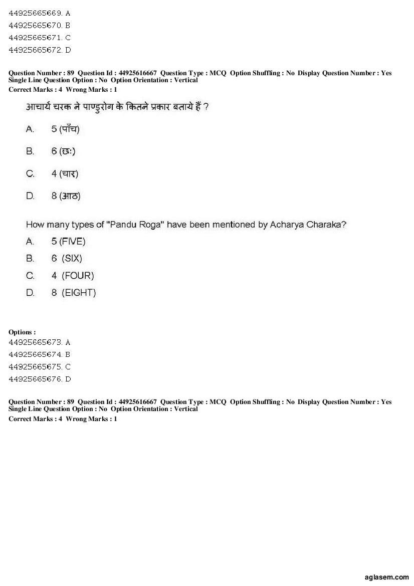 AIAPGET 2019 Question Paper PDF (Ayurveda, Homoeopathy, Siddha, Unani)