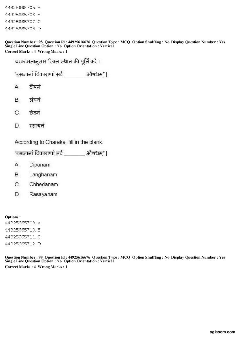 AIAPGET 2019 Question Paper PDF (Ayurveda, Homoeopathy, Siddha, Unani)