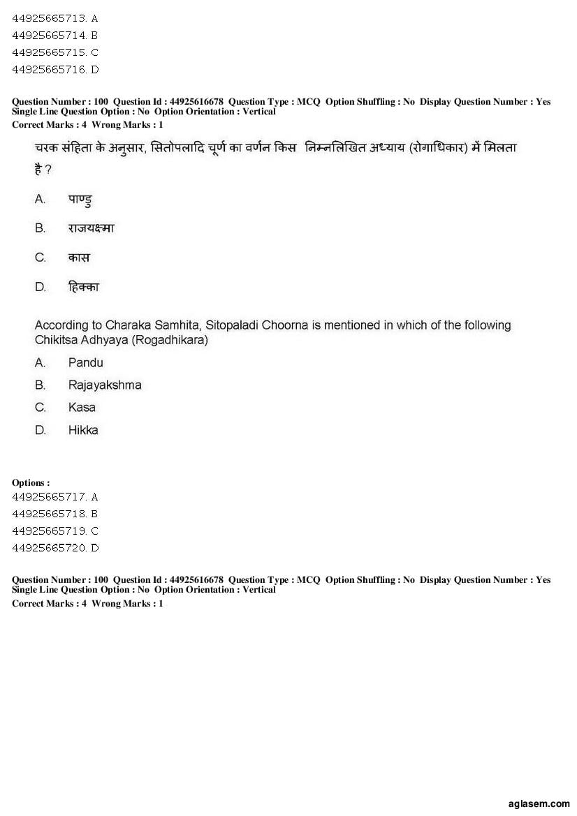 AIAPGET 2019 Question Paper PDF (Ayurveda, Homoeopathy, Siddha, Unani)