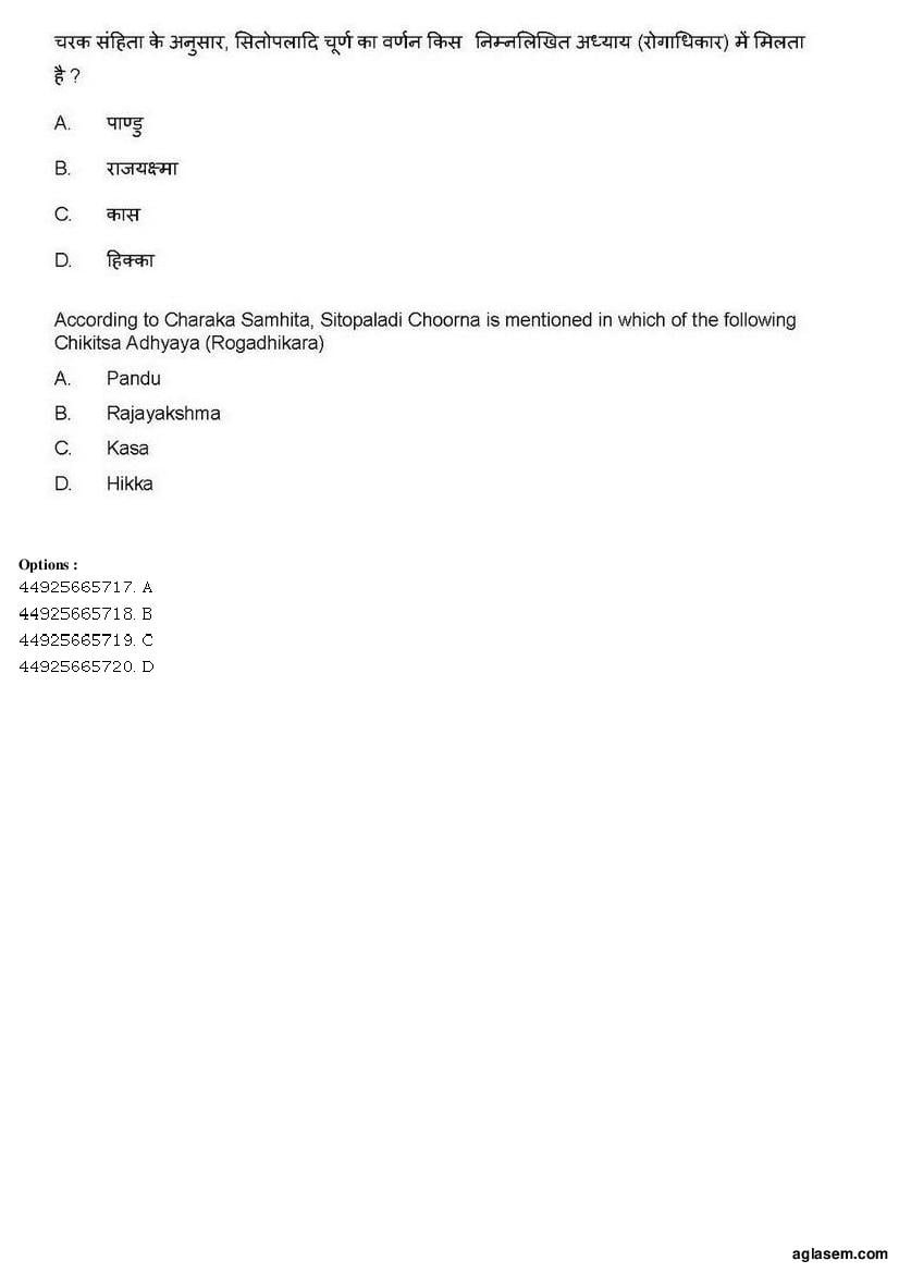 AIAPGET 2019 Question Paper PDF (Ayurveda, Homoeopathy, Siddha, Unani)