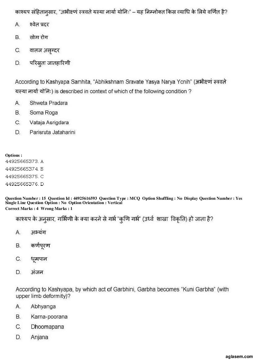 AIAPGET 2019 Question Paper PDF (Ayurveda, Homoeopathy, Siddha, Unani)