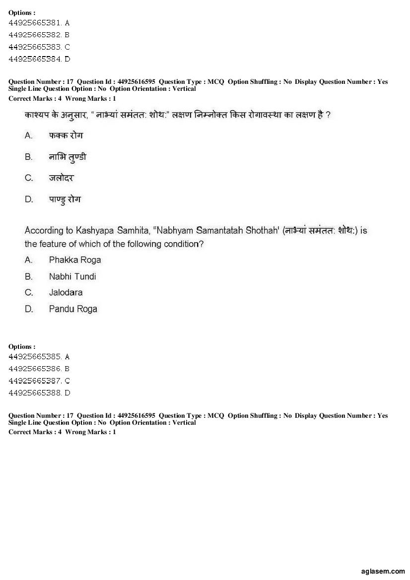 AIAPGET 2019 Question Paper PDF (Ayurveda, Homoeopathy, Siddha, Unani)