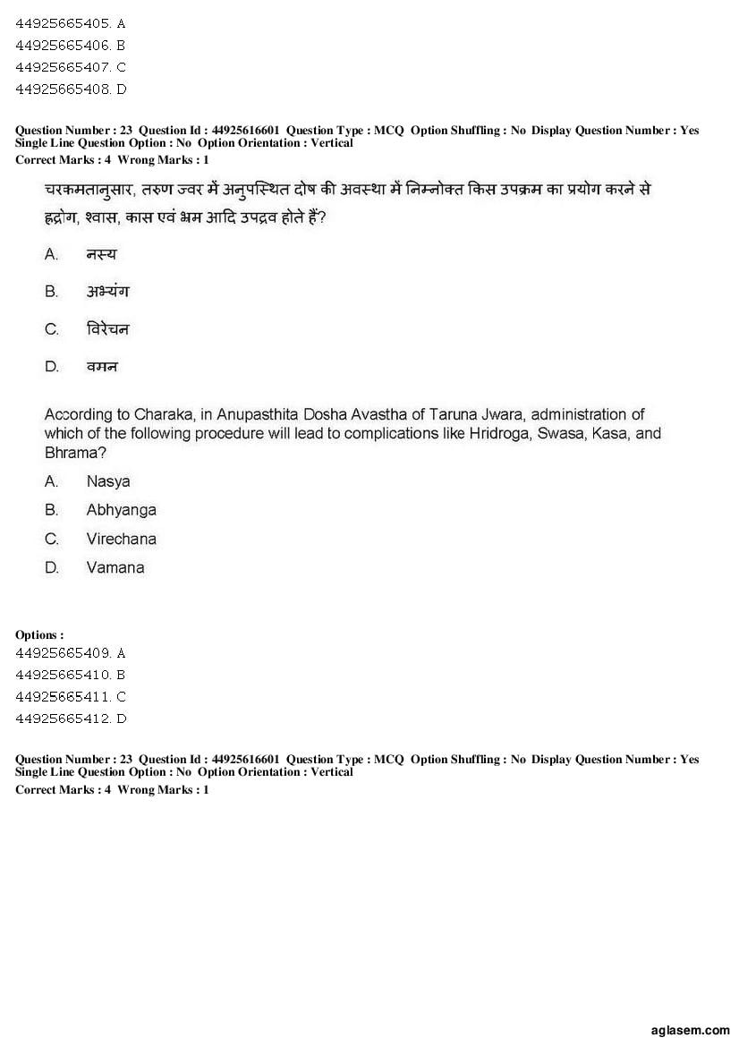AIAPGET 2019 Question Paper PDF (Ayurveda, Homoeopathy, Siddha, Unani)