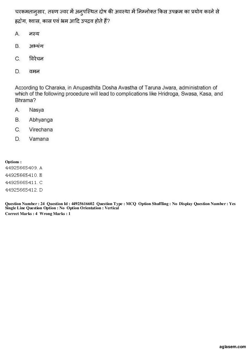 AIAPGET 2019 Question Paper PDF (Ayurveda, Homoeopathy, Siddha, Unani)
