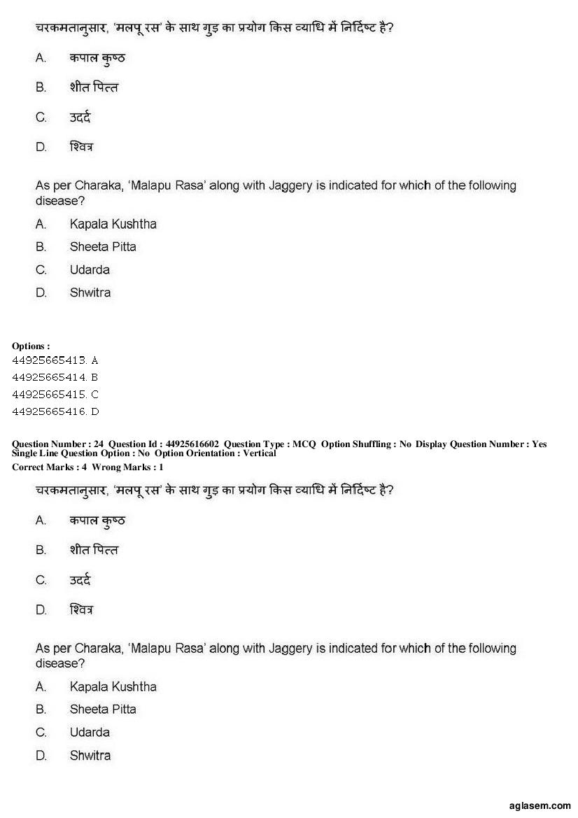 AIAPGET 2019 Question Paper PDF (Ayurveda, Homoeopathy, Siddha, Unani)