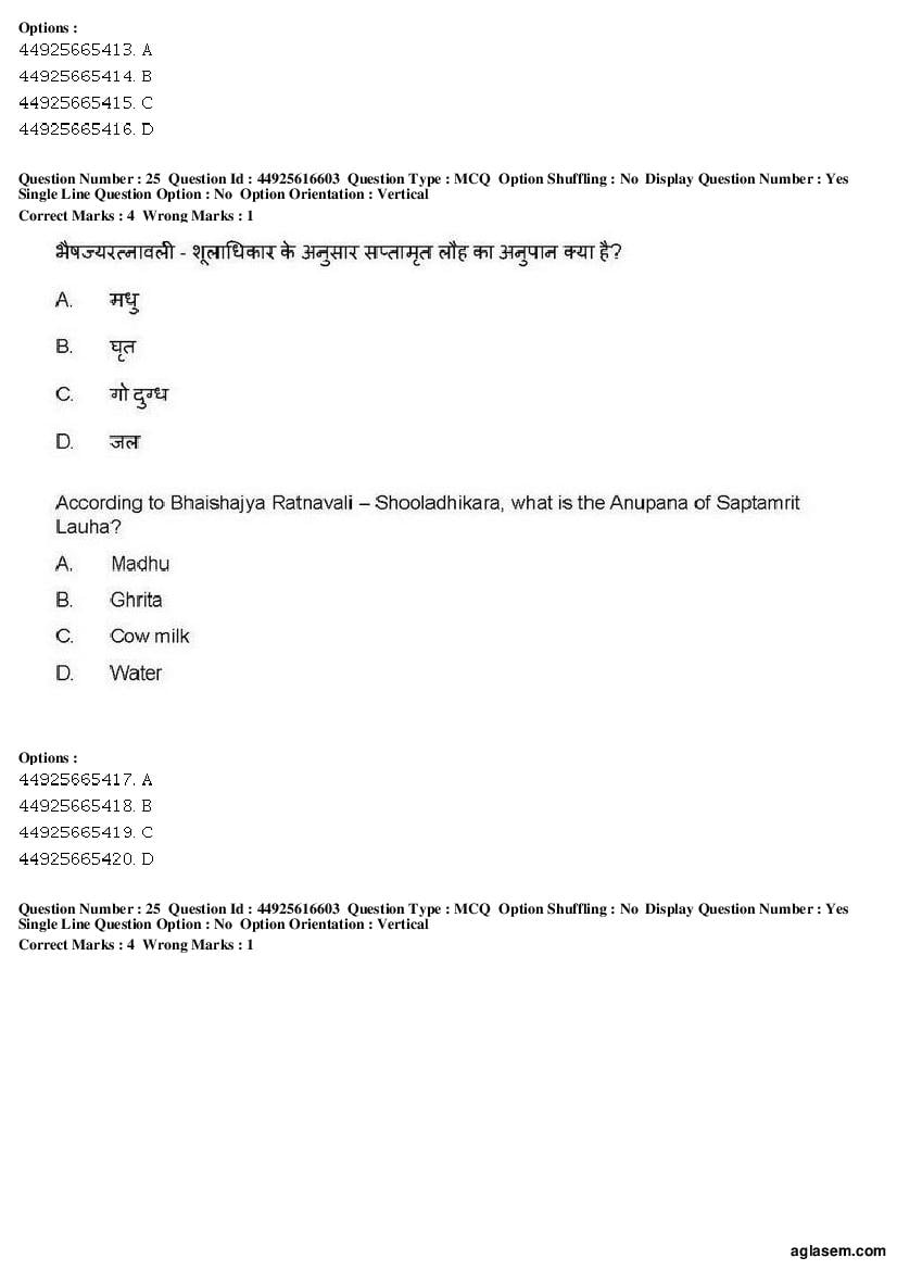 AIAPGET 2019 Question Paper PDF (Ayurveda, Homoeopathy, Siddha, Unani)