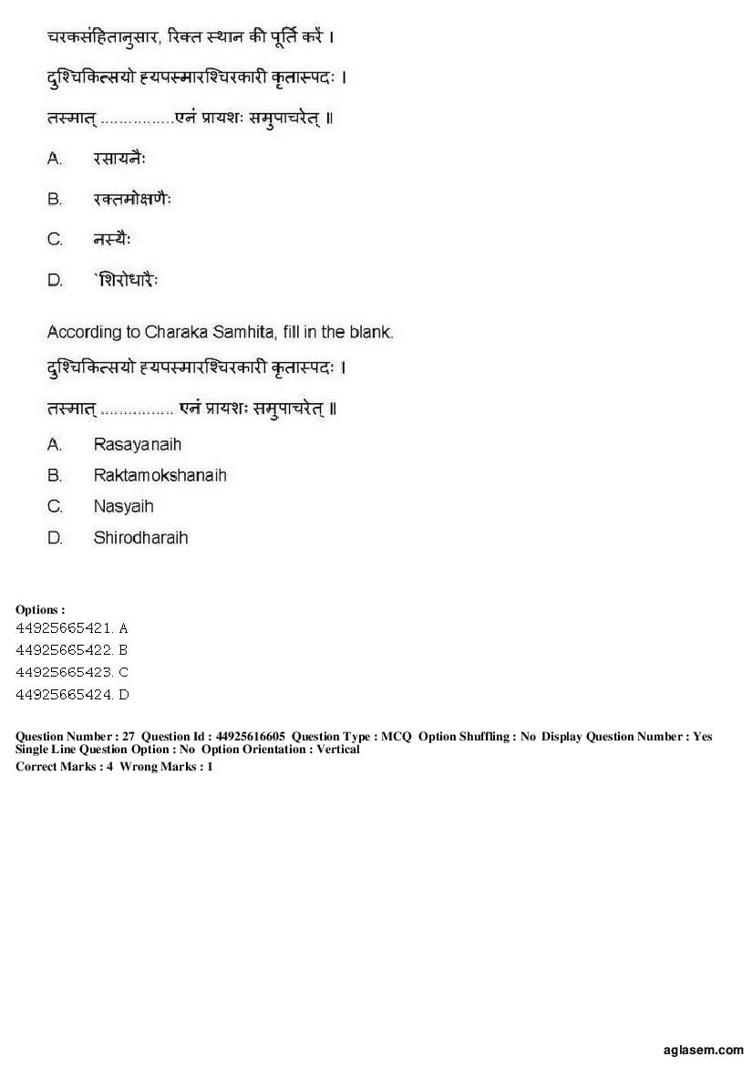 AIAPGET 2019 Question Paper PDF (Ayurveda, Homoeopathy, Siddha, Unani)