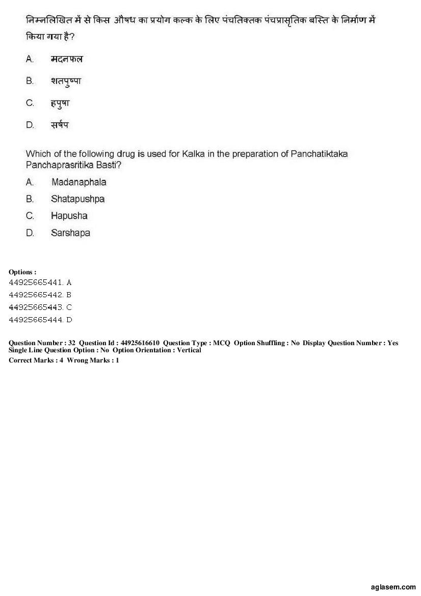 AIAPGET 2019 Question Paper PDF (Ayurveda, Homoeopathy, Siddha, Unani)