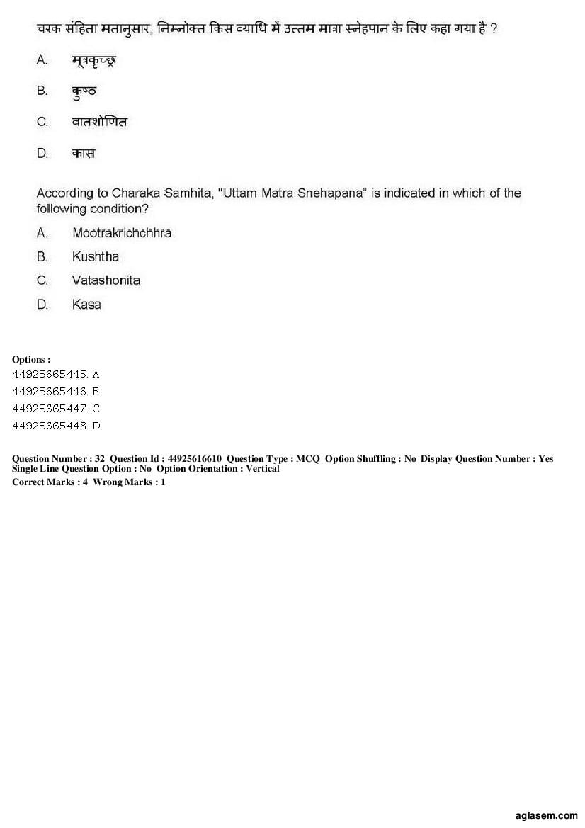 AIAPGET 2019 Question Paper PDF (Ayurveda, Homoeopathy, Siddha, Unani)