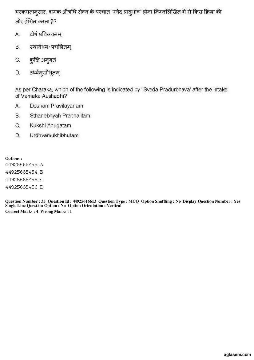 AIAPGET 2019 Question Paper PDF (Ayurveda, Homoeopathy, Siddha, Unani)