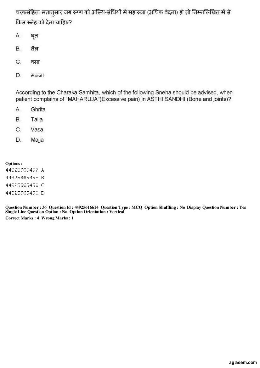 AIAPGET 2019 Question Paper PDF (Ayurveda, Homoeopathy, Siddha, Unani)