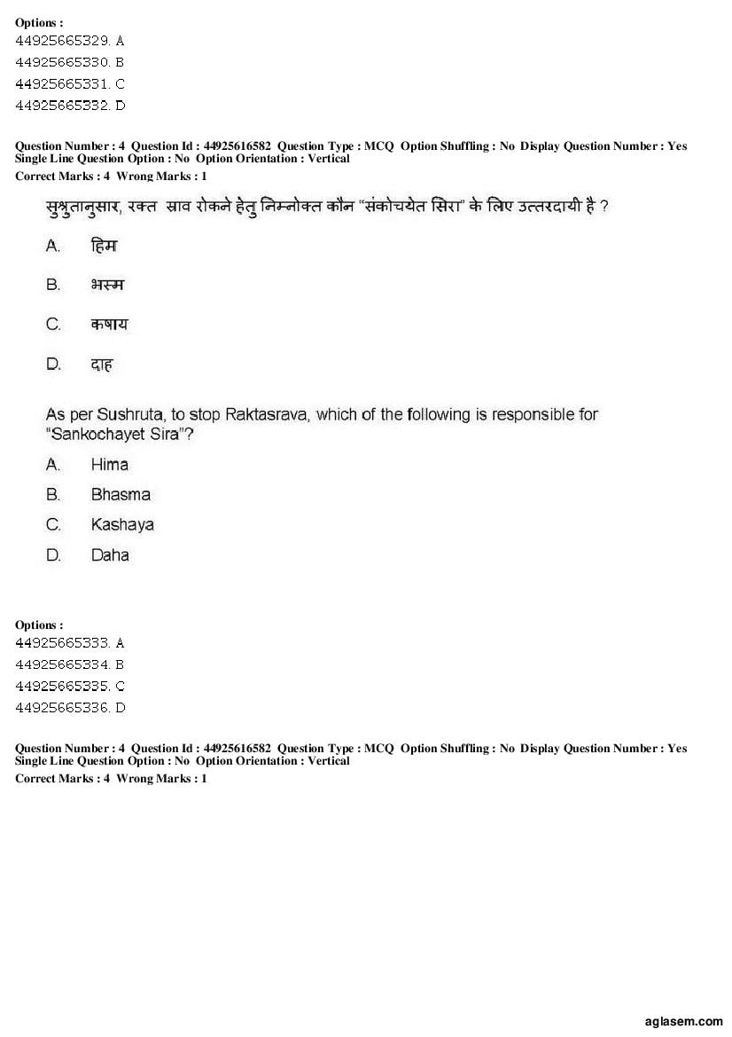 AIAPGET 2019 Question Paper PDF (Ayurveda, Homoeopathy, Siddha, Unani)