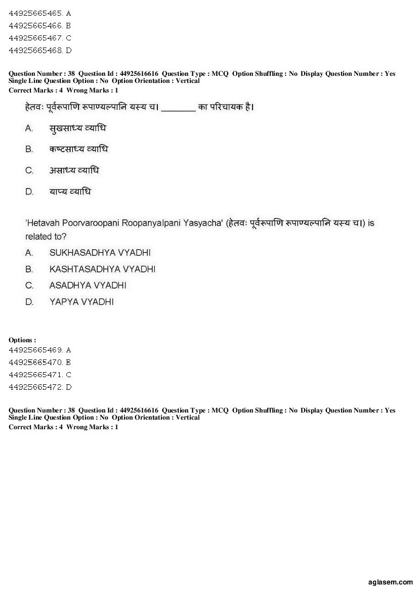 AIAPGET 2019 Question Paper PDF (Ayurveda, Homoeopathy, Siddha, Unani)