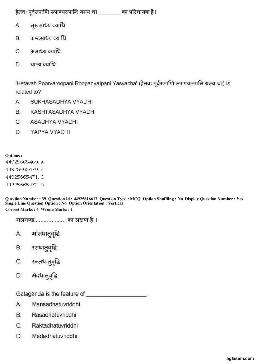 AIAPGET 2019 Question Paper PDF (Ayurveda, Homoeopathy, Siddha, Unani)